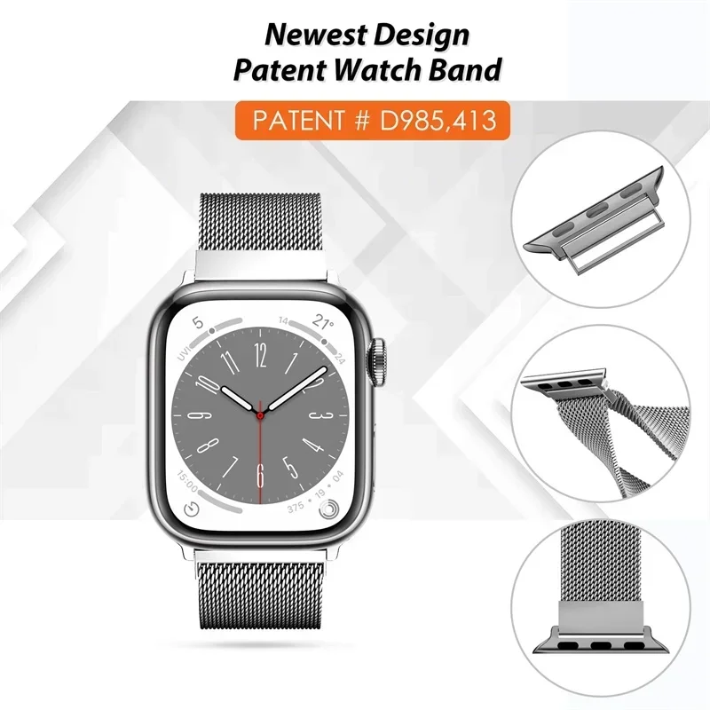 Pulseira milanesa para apple w - Smartwatch Iphone Watches For Women avaliação e preço