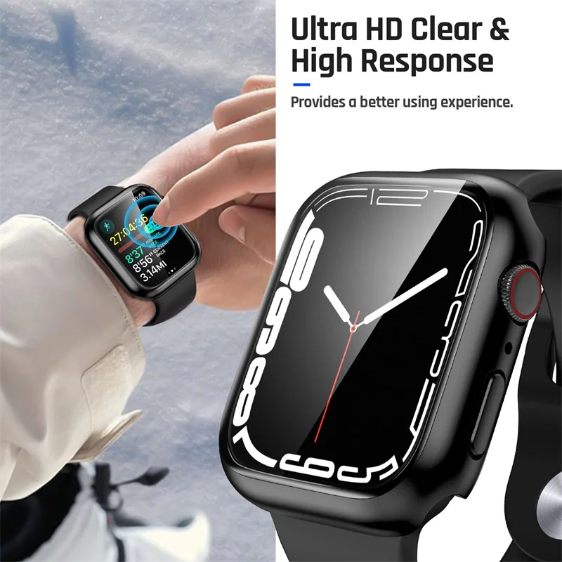 3 pçs vidro temperado + capa p - Smartwatch Iphone Watches For Women avaliação e preço